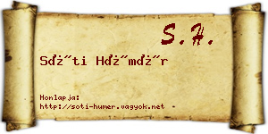 Sóti Hümér névjegykártya